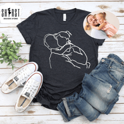 outline dad kid shirt, fathers day custom shirt, artistic shirt for father, birthday shirt gift for dad, silhouette shir