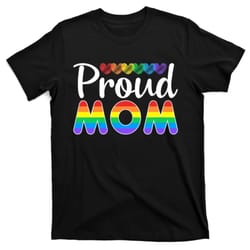 wo proud mom mothers day gift lgbtq rainbow flag gay pride lgbt vneck t-shirt