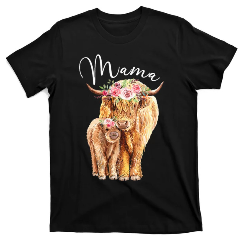 TeeShirtPalace Highland Cow With Baby gift for Mothers Day T-Shirt.jpg