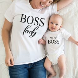 boss lady and mini boss shirt, mother and daughter matching shirt, mum and daughter matching, mum girl