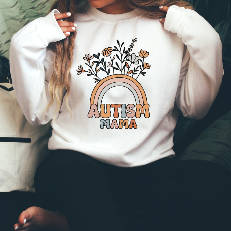 Autism Shirt for Mom, Autism Sweatshirt, Autism Mom Shirt, Autism Teacher, Autism Support, Autism Mom Gift, Boho Flower Rainbow Sweatshirt.jpg