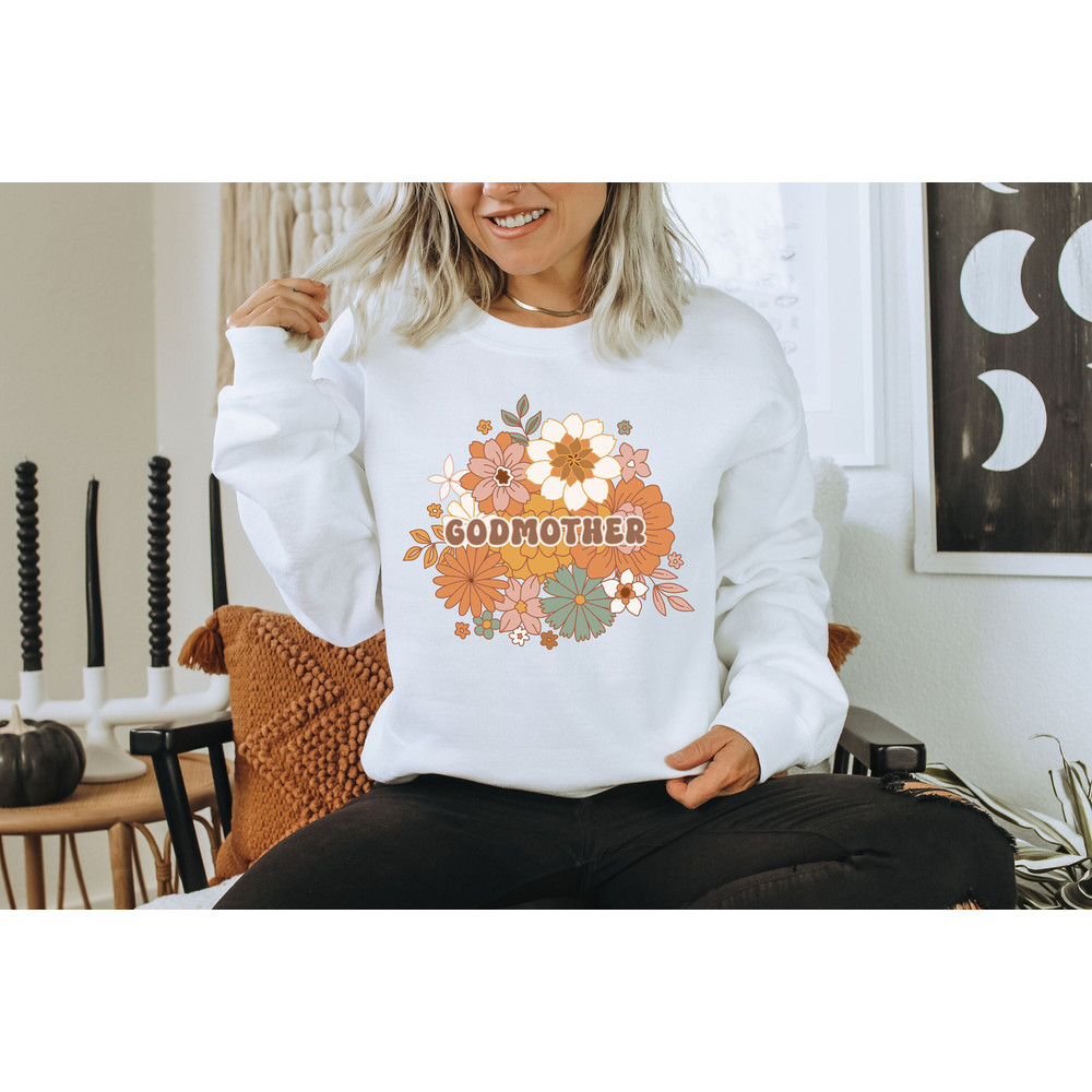 Godmother Sweatshirt, Fall Floral Godmother Proposal, New Godmother Gift, Baby Announcement, gift from Godson or Goddaughter,God Mom Sweater.jpg