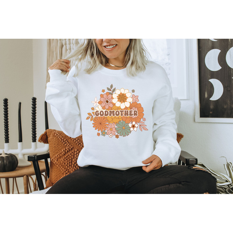 Godmother Sweatshirt, Fall Floral Godmother Proposal, New Godmother Gift, Baby Announcement, gift from Godson or Goddaughter,God Mom Sweater.jpg