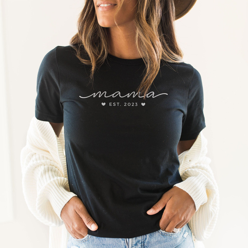 Mama Shirt, Mothers Day Shirt, Mama Est, Custom Mom Shirt, Mommy Shirt, Mothers Day Gift, New Mom Gift, Baby Shower Gift, New Mama Gift 1.jpg