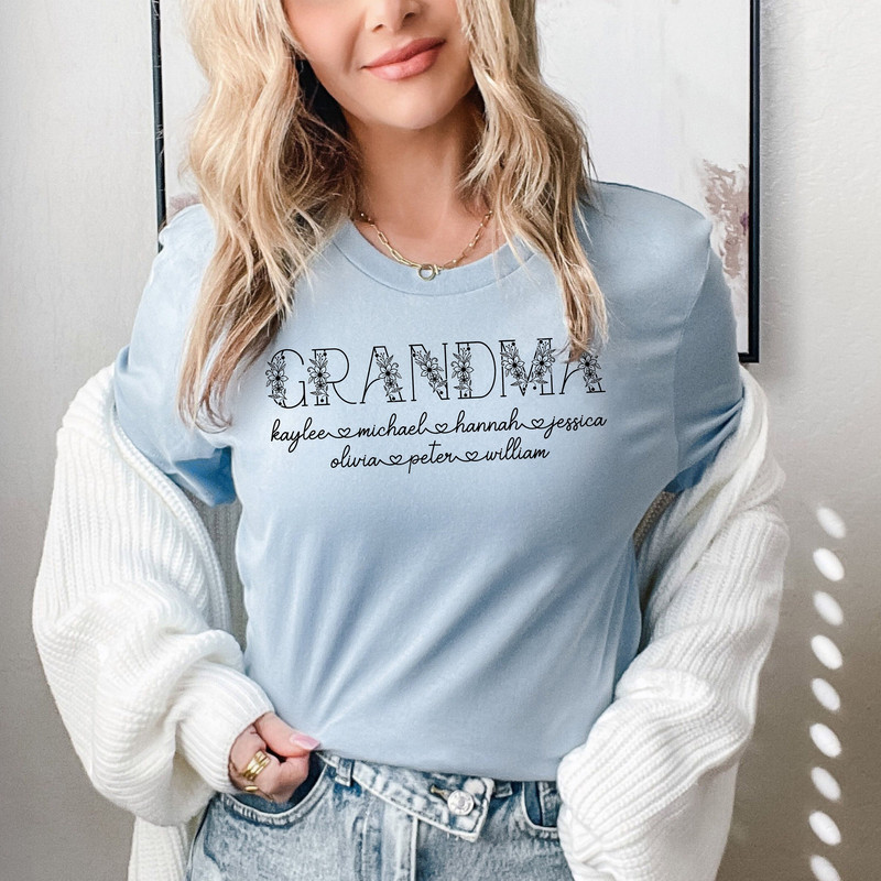 Personalized Grandma shirt with kids names, Mothers Day shirt, Grandma Gift from grandkids, Grandma birthday, Great Grandma Shirt.jpg