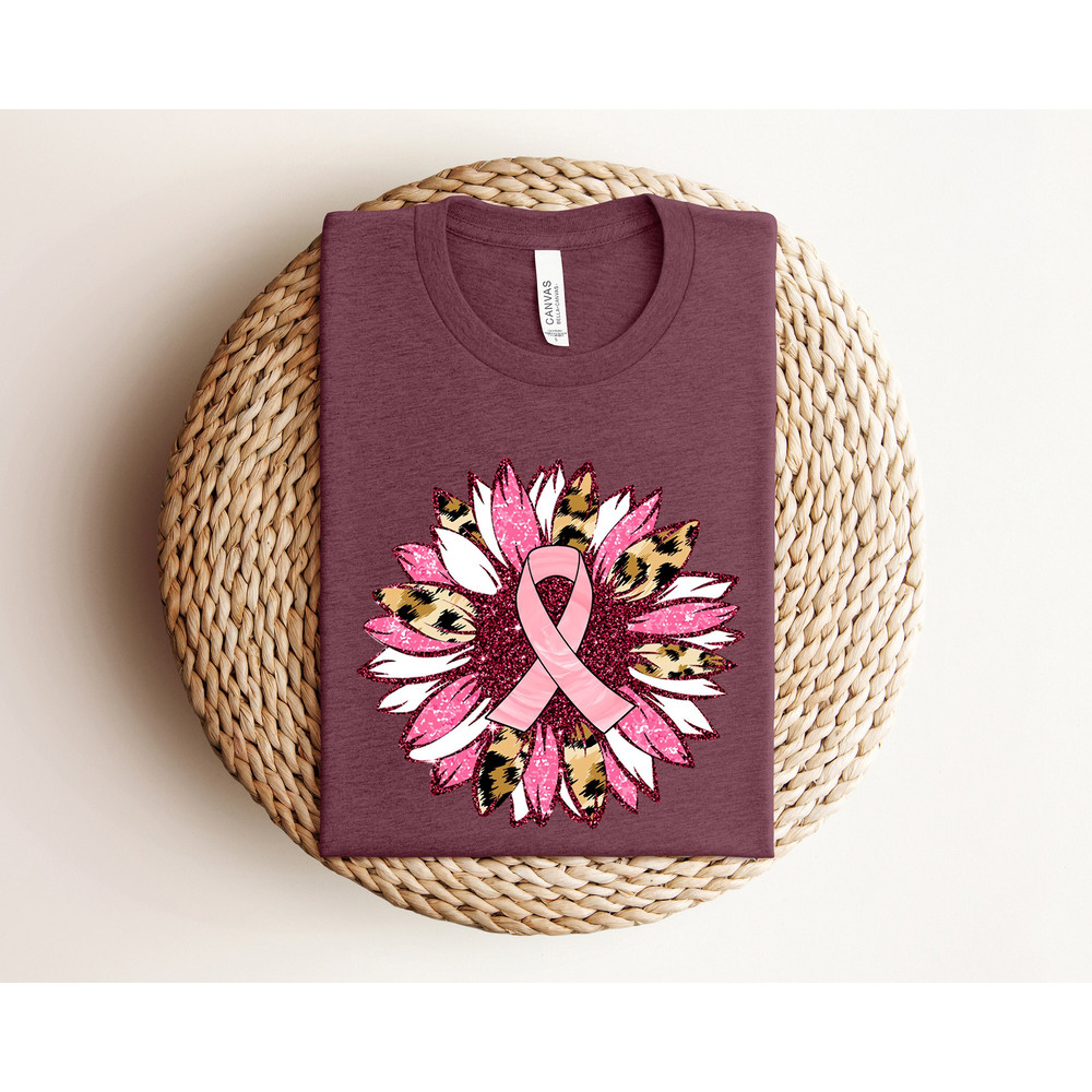 Cancer Sunflower Shirt, Cancer Awareness Shirt, Cancer Family Support Shirt, Pink Ribbon Shirt, Cancer Fighter Shirt, Pink Day Sweatshirt.jpg