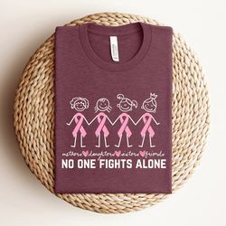 mothers daughters sisters friends shirt, no one fights alone shirt, woman cancer family support shirt, cancer fighter, p
