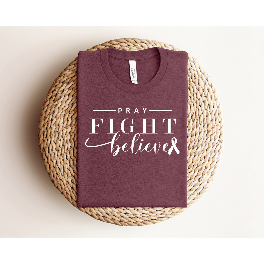 Pray Fight Believe Shirt, Cancer Fighter Shirt, Believer Shirt, Breast Cancer Awareness Sweatshirt, Pink Ribbon Shirt, Pink Day Sweatshirt.jpg