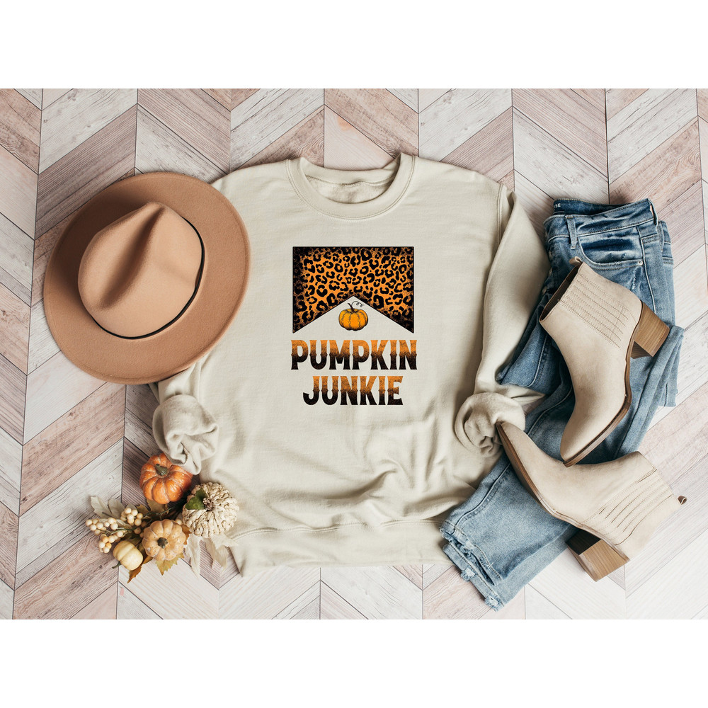 Pumpkin Junkie Shirt, Leopard Thanksgiving Shirt, Pumpkin Season Shirt, Thanksgiving Sweatshirt, Thanksgiving Woman Shirt, Autumn Shirt.jpg