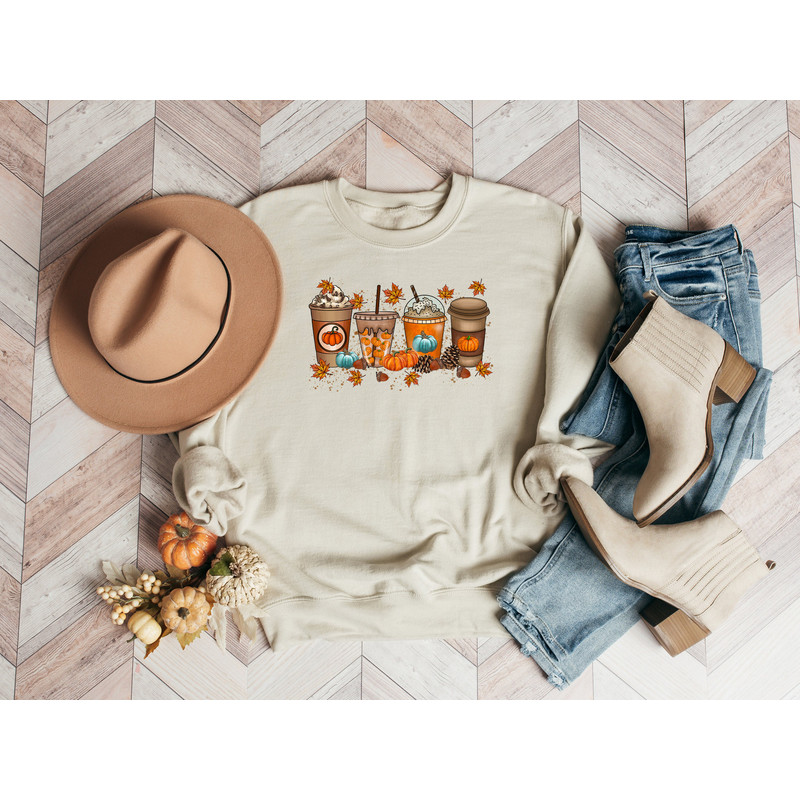 Pumpkin Season Sweatshirt, Coffee Cups Shirt, Pumpkin Spice Thanksgiving Shirt, Thanksgiving Sweatshirt, Thanksgiving Pumpkin Sweatshirt.jpg
