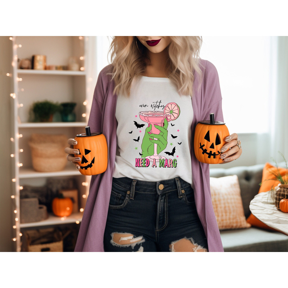 Even Witches Need A Marg Shirt, Halloween Shirts, Spooky Shirt, Funny Halloween Shirt, Halloween Gift Tees, Sarcastic Shirts, Boo Crew Shirt.jpg
