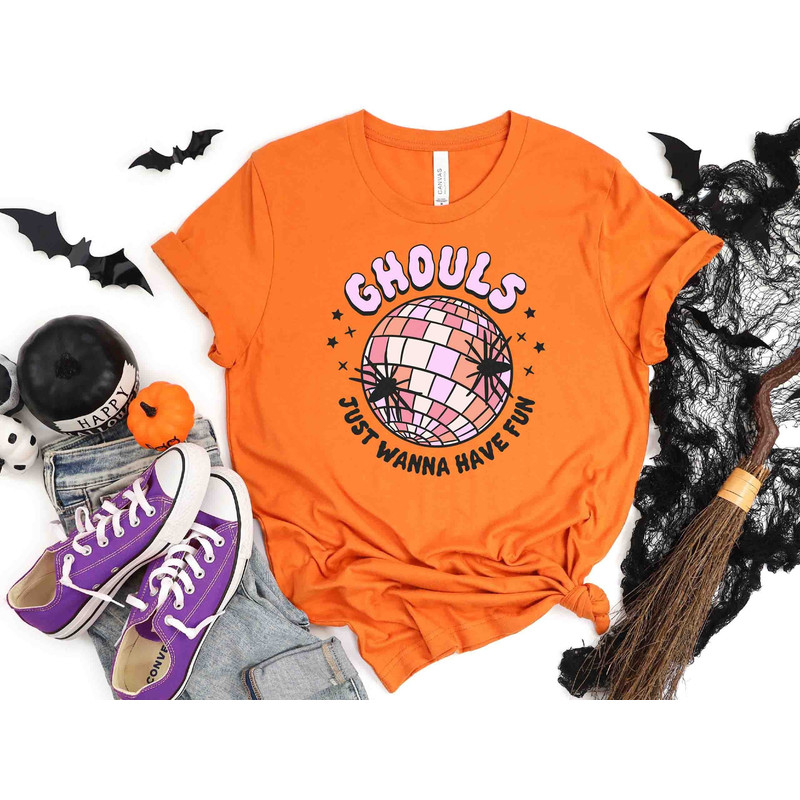 Girls Halloween Shirt Funny Retro Halloween Shirt Women Halloween Ghouls Just Want to Have Fun Shirt, Halloween Party Shirt.jpg