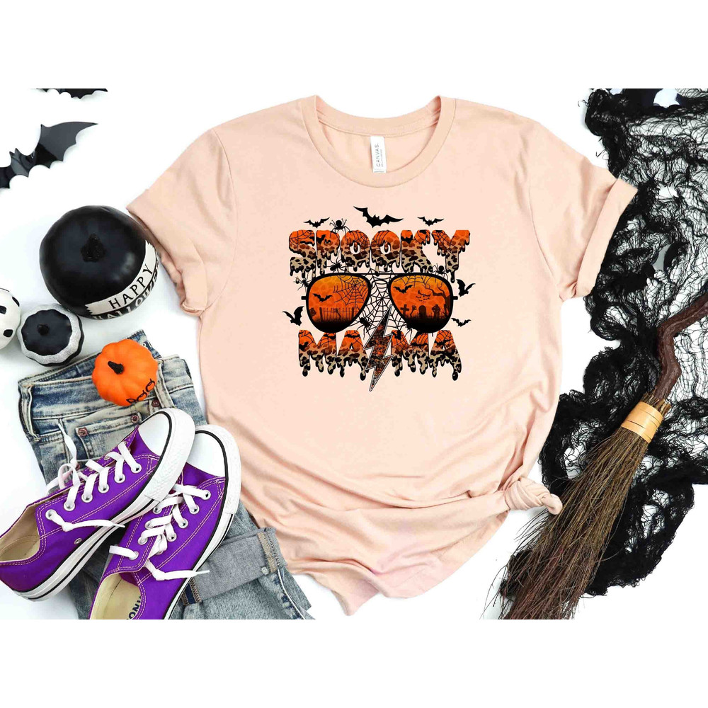Spooky Mama Shirt, Halloween Mom Shirt, Spooky Vibes Shirt, Funny Halloween Gifts, Cute Halloween T Shirt, Pumpkin T-Shirt.jpg