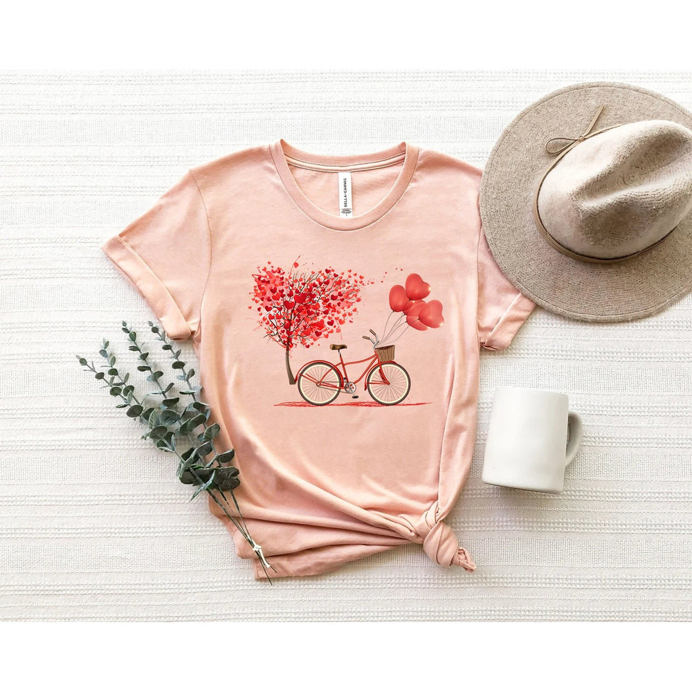 Heart And Bike Shirt, Cute Valentines Day Shirt, Womens Valentine, Cute Heart Shirt Unisex, Valentines shirt, Cute Valentines Outfit Tee.jpg