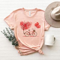heart and bike shirt, cute valentines day shirt, womens valentine, cute heart shirt unisex, valentines shirt, cute valen
