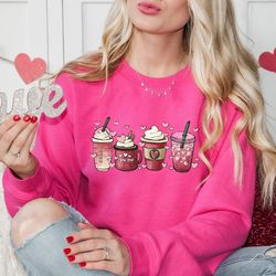 valentine coffee heart sweatshirt, womens cute valentine shirt, cozy love sweatshirt, women valentine sweater, funny val