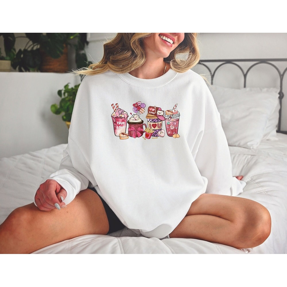 Coffee Sweatshirt, Love Coffee Sweatshirt, Valentine Day Shirt, Couple Gift, Winter Sweater, Retro Valentine.jpg