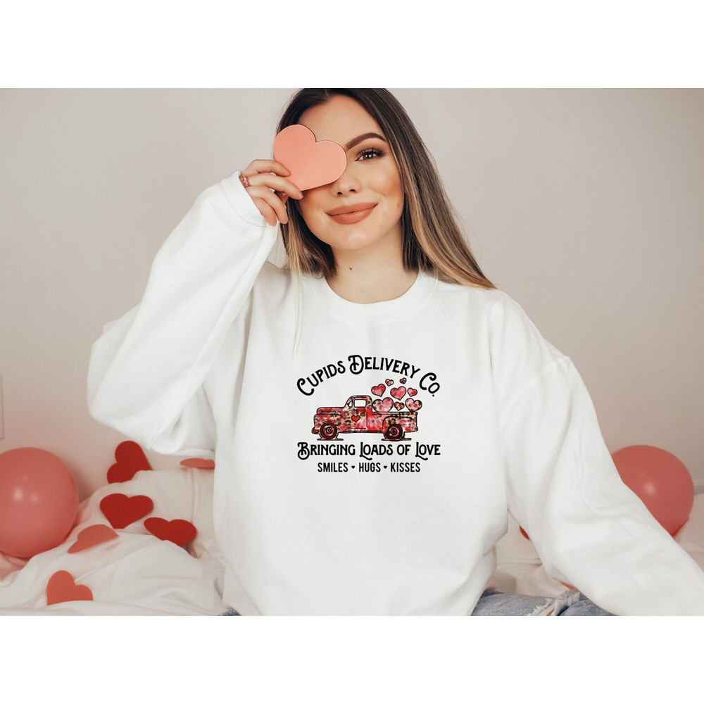 Cupid's Delivery Co Sweatshirt, Truck Valentine Sweatshirt, Valentines Day Shirt, Sweatshirt For Woman, Gift For Girlfriend.jpg