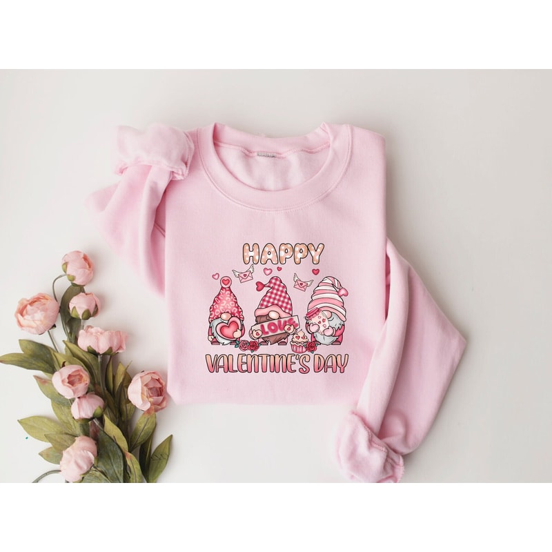 Gnome Sweatshirt, Happy Valentine Sweatshirt, Love Sweater, Valentine Sweatshirt, Retro Sweatshirt, Valentine's Day Gift.jpg