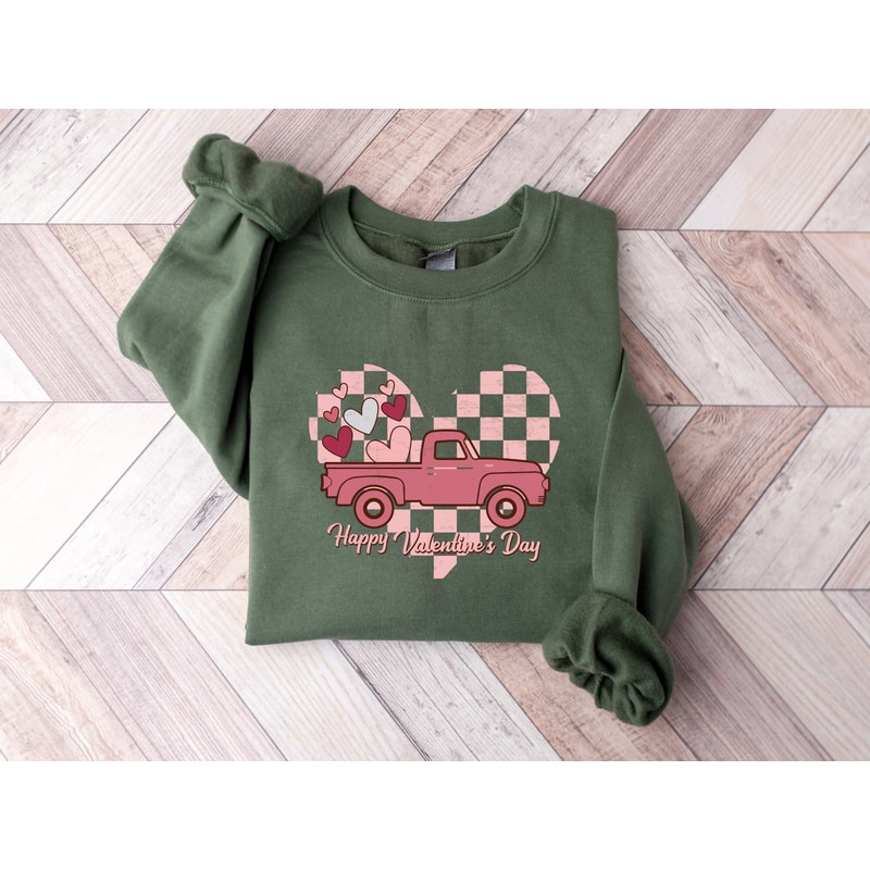Happy Valentines Day Sweatshirt, Truck Valentine Sweater, Valentine Shirt, Retro Shirt, Gift For Woman.jpg