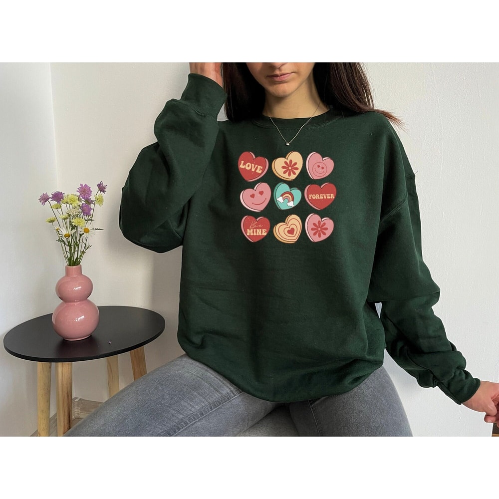 Heart Sweatshirt, Forever Love Sweater, Valentine Sweatshirt, Valentines Day Shirt, Funny Valentine, Retro Valentine Shirt, Gift For Women,.jpg