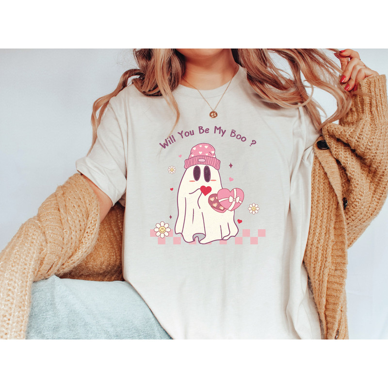 Will You Be My Boo Shirt, Funny Valentines Day Shirt, Valentines Day Gift For Her, Cute Ghost Spooky T-Shirt, Boo Sweatshirt For Her.jpg