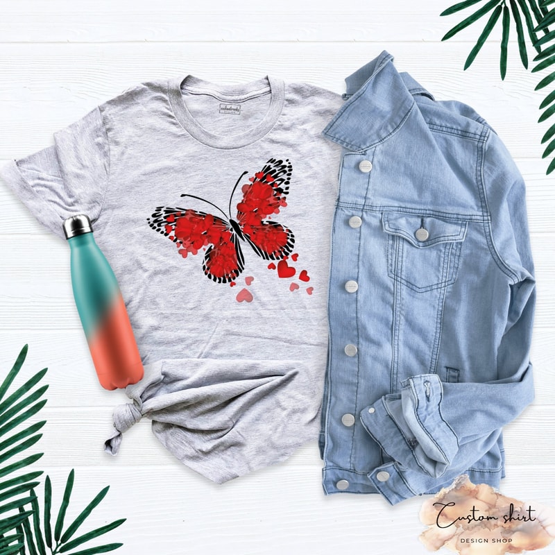 Heart Butterfly Shirt, Love Shirt, Love T-Shirt, Valentines Day Shirt, Spring Shirt, Cute Valentines Day Shirt, Butterfly Shirt for Women.jpg