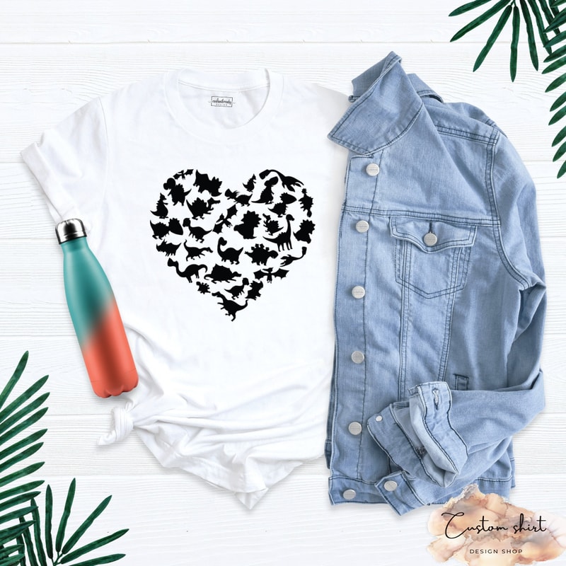 Heart of Dinosaurs, Dinosaurs Shirt, Dinosaur Valentines Day Shirt, Valentines Day Shirt, Cute Dinosaur Shirt, Lover Tee, Dinosaurs Tee.jpg