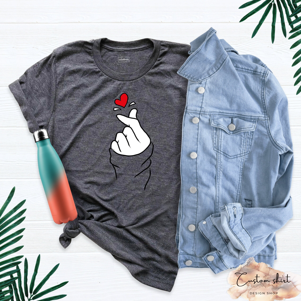 Korean Finger Heart Shirt, Cute Korean Heart Shirt, K Pop Shirt, Korean Lover Shirt, Finger Hearts Tshirt, Kpop Finger Heart Tee, Kpop Shirt.jpg