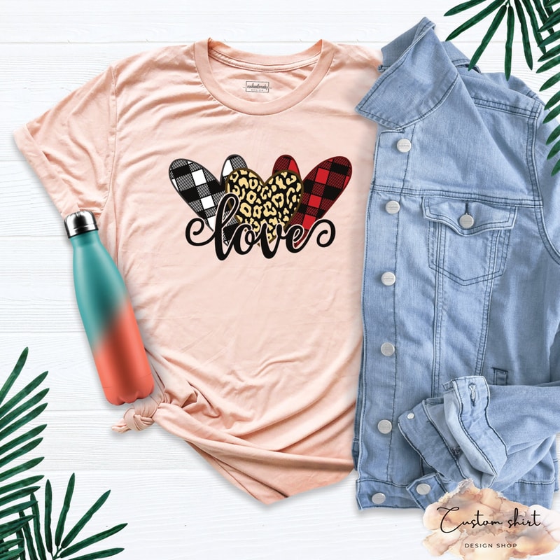 Leopard Print Valentines Shirt, Valentines Day Shirt, Plaid Valentines Day Shirt, Leopard Shirt, Leopard Heart Shirt, Cute Heart Shirt.jpg