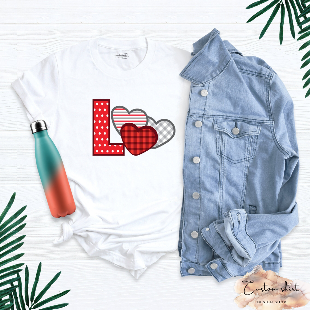 Love With Heart Shirt, Valentines Day Shirt, Love Heart Shirt, Valentines Graphic Tee, Cute Woman Shirt, Heart Shirt, Funny Valentines Shirt.jpg