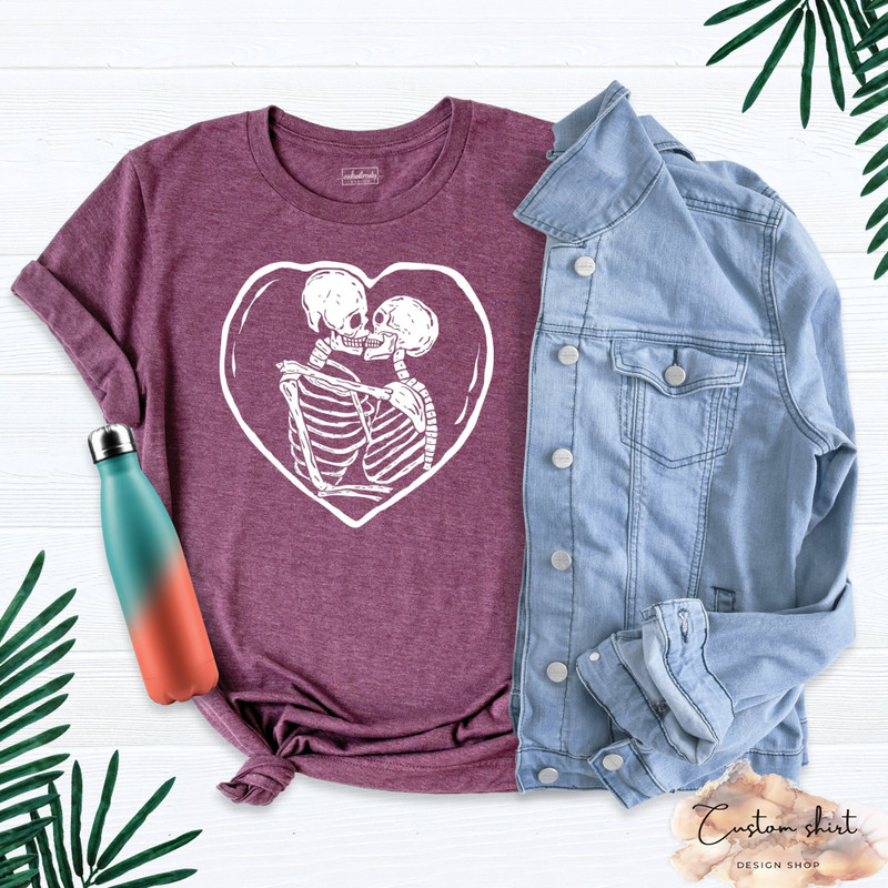 Romance Skeleton Love Shirt, Skeleton Kissing Shirt, Funny Skeleton Love Tee, Valentine Matching Shirt, Couple Valentines Shirt, Love Shirt.jpg