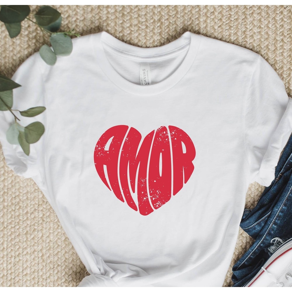 Amor Shirt, Love Shirt for Valentine, Amor Heart Shirt, Groovy Retro Valentine Gift, Love Heart Shirt, Meaningful Shirt Woman, Newlywed Tees.jpg