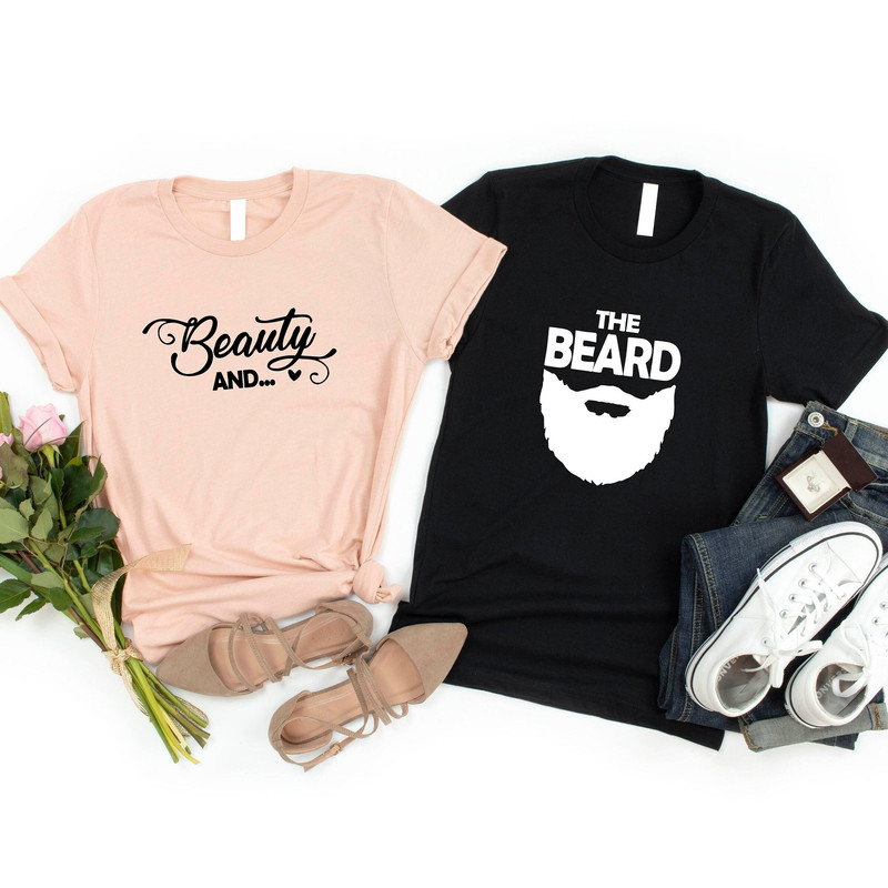 Beauty And The Beard Shirt, Honeymoon Shirts, Couples TShirts, His and Hers, Matching Shirts, Wedding Gifts, Anniversary Gifts, Couples Gift.jpg