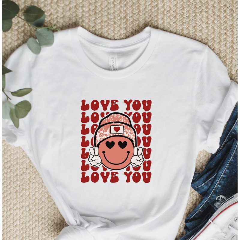 Love You Shirt, Smiley Face Valentine Tees, Retro Valentine Couple Shirt, Valentine Day Tee, Funny Valentine's Day Gifts,Couples Valentines.jpg
