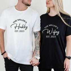 the millers hubby and wifey custom year matching valentines shirt, hubby wifey couple shirt, wifey hubby honeymoon weddi