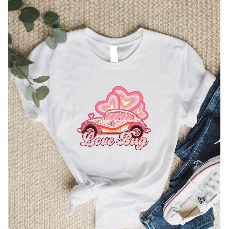 Vintage Love Bug Car T-Shirt, Vintage Car Lover, Vintage T Shirt, Car Shirt, Classic Car Shirt, Valentines Shirt, Valentines Day Gift Shirts.jpg