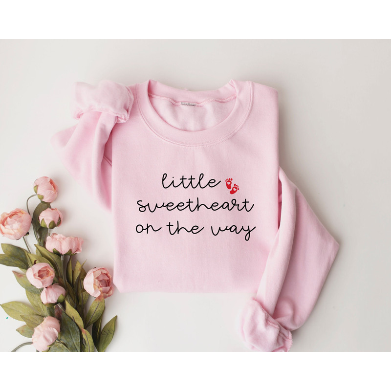 Little Sweetheart on the Way, Valentines Day Pregnancy Announcement Sweater, Valentine Pregnancy Sweatshirt, Valentines Baby Announcement.jpg