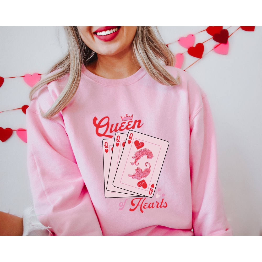 Queen of Hearts Sweatshirt, Cute Valentine's Sweatshirt, Womens Valentine Sweatshirt, Valentine's Day Crewneck, Queen of Hearts Shirt.jpg