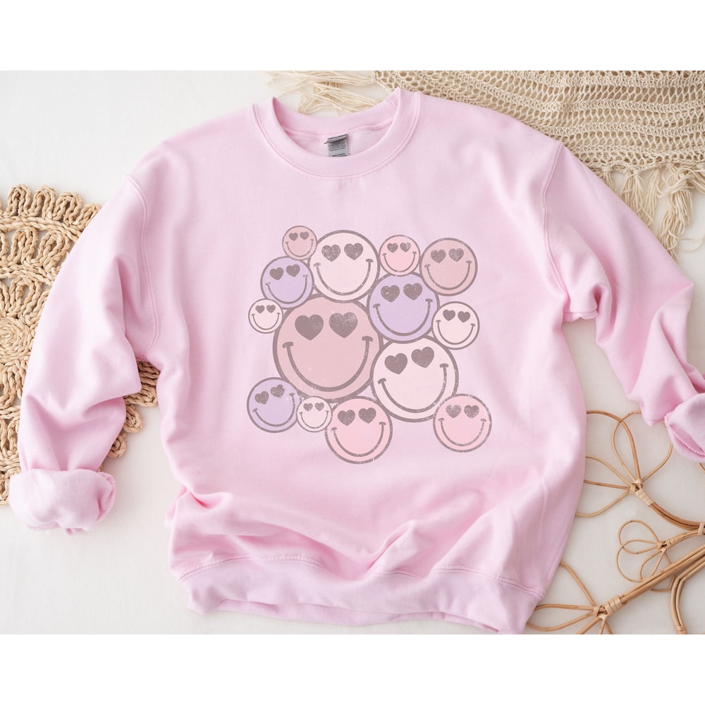 Retro Valentine Sweatshirt, Happy Face Valentine's Sweatshirt, Valentine's Day Crewneck, Heart Eyes Smile Shirt, Love Sweatshirt, Vday Shirt.jpg