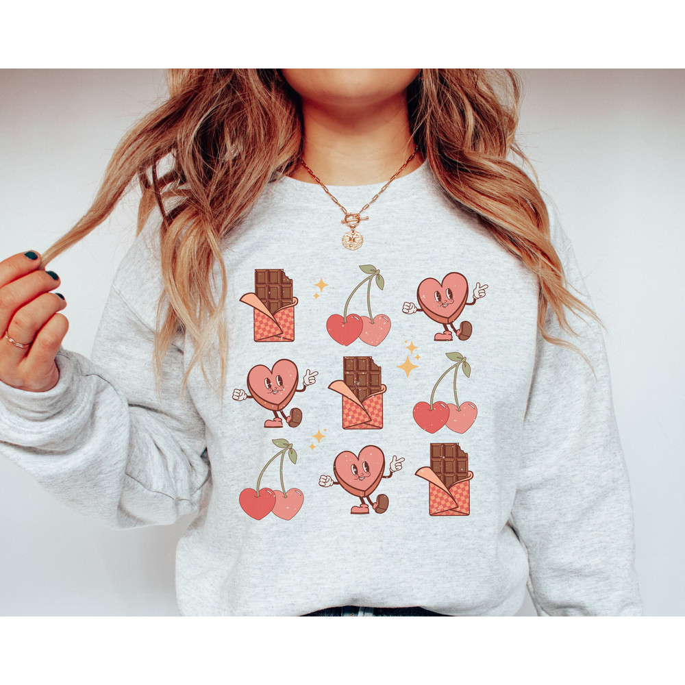 Valentines Day Sweater for Women, Cute Valentine Crewneck, Chocolate Valentine Sweater, Valentine's Day Top, Retro Valentine Sweatshirts.jpg