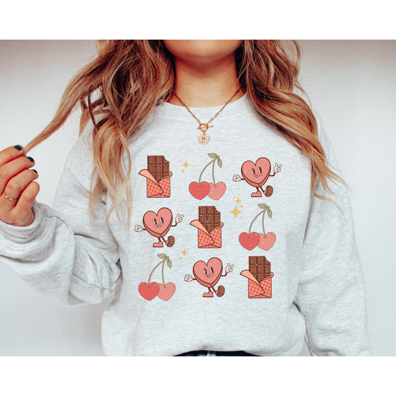 Valentines Day Sweater for Women, Cute Valentine Crewneck, Chocolate Valentine Sweater, Valentine's Day Top, Retro Valentine Sweatshirts.jpg