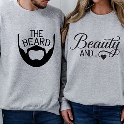 beauty and the beard sweatshirts, matching shirt, funny couple sweatshirt, hubby and wifey hoodie, matching couple shirt