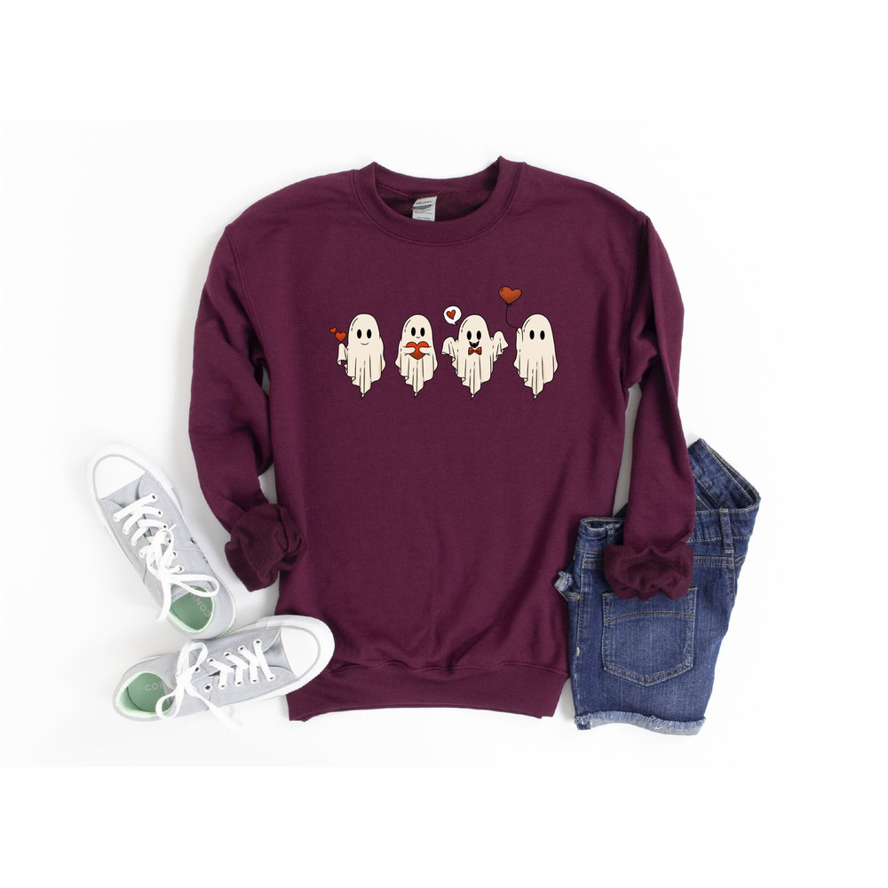 Ghosts Valentines Day Sweatshirt, Ghost Sweatshirt, Spooky Valentines Day Sweatshirt, Valentines Day Sweatshirt, Valentine Sweatshirt.jpg