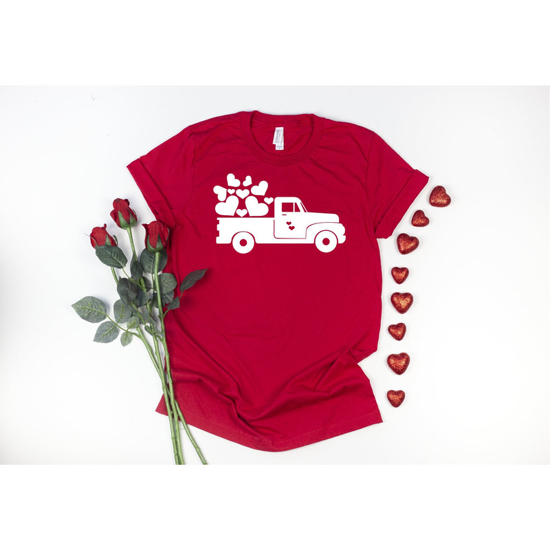 Heart Truck Tee, Valentines Truck With Heart, Truck With Heart, Valentines Day Tee, Couple Matching Shirt, Gift For Wife, Mothers Day Shirt.jpg