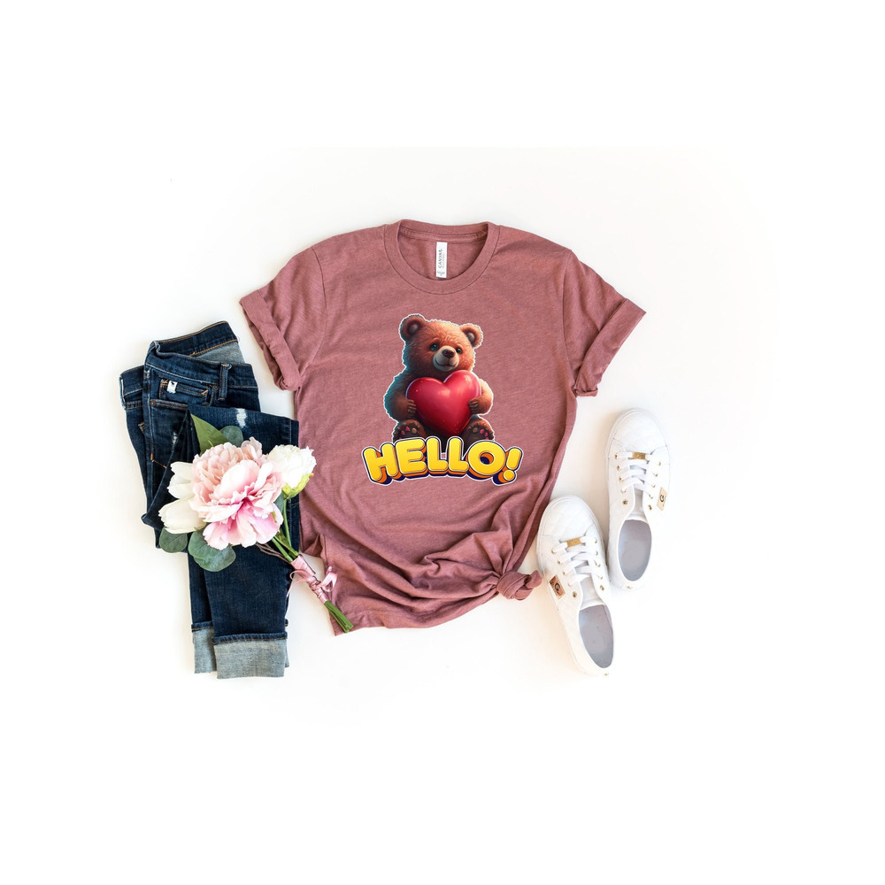 Hello Teddy Bear Shirt, Valentine Shirt, Valentines Day Shirt, Cute Bear Shirt, Valentine Gifts, Gift For Lover, Bear Shirt, Heart Shirt.jpg