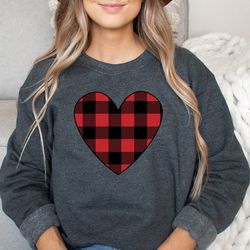 buffalo plaid heart shirt, buffalo plaid valentine tshirt, valentines day clothing, womens valentine tshirt, valentine s