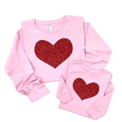 glitter valentines day shirt, matching valentines day shirts, mama and mini shirt, mom and daughter shirt, matching momm