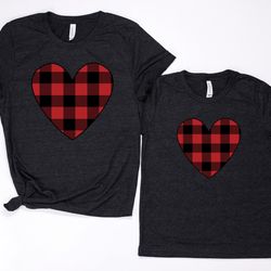 mommy and me valentines shirt - matching valentines shirt -mom and daughter valentines day shirt - buffalo plaid heart s