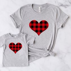 mommy and me valentines shirt, matching valentines shirt, mom and daughter valentines day shirt, buffalo plaid heart shi